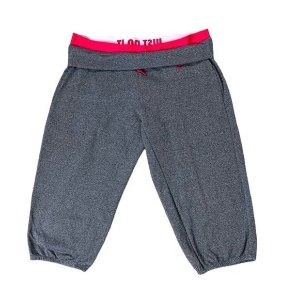 Nike Crop Joggers Women's Gray/Pink Y2K Retro Just Do It Flip Waist Sweatpants - Picture 1 of 10